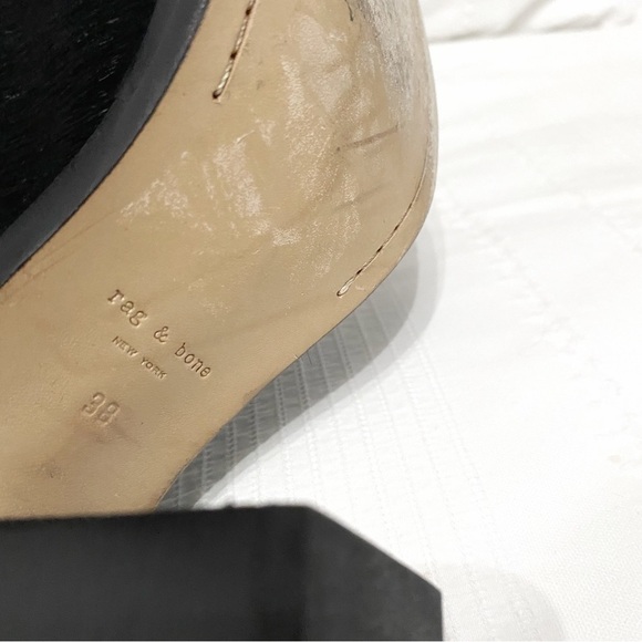 RAG & BONE WYATT BLACK CALF HAIR SLING BACK PEEP TOE HEELED SANDALS - 8 (38) - Picture 9 of 10